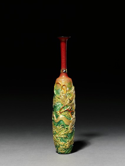 Vase with dragon amid wavesside