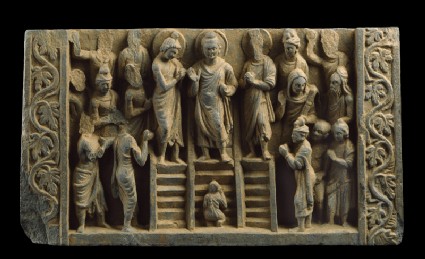 Relief depicting the Buddha’s descent from the Heaven of the Thirty-three godsfront