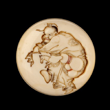 Manjū netsuke depicting the Daoist immortal Chōkarō with his horsefront