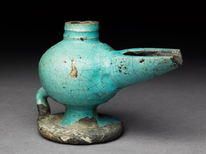 Oil lamp with turquoise glazeoblique