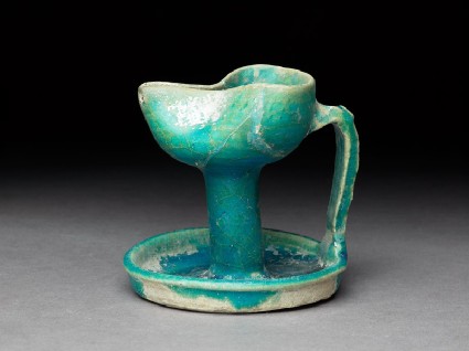 Oil lamp with turquoise glazeoblique