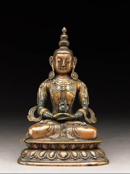 Figure of Amitayus meditating on a lotus-petalled thronefront