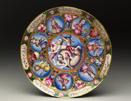 Saucer with astrological decorationtop