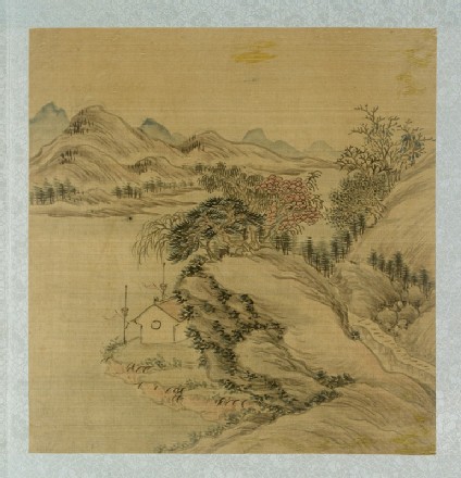 Landscape with cliffs and a dwelling by the riverfront