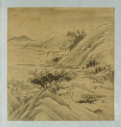 Landscape with houses among the mountainsfront