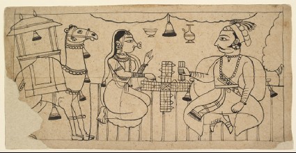 A prince and a lady playing chauparfront