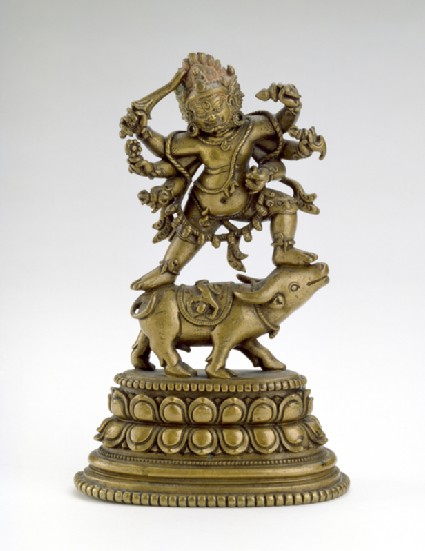 Figure of Yamantaka dancing on a buffalofront