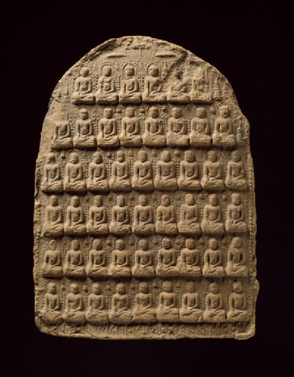 Votive plaque with multiple seated Buddhasfront