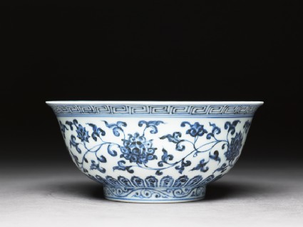 Blue-and-white bowl with lotus scrollsside