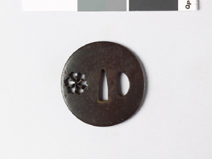 Lenticular tsuba with tessen, or clematisfront