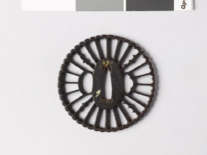 Tsuba with chrysanthemum florets and karigane, or flying geesefront