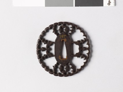 Round tsuba with myōga, or ginger shoots, and karigane, or flying geesefront