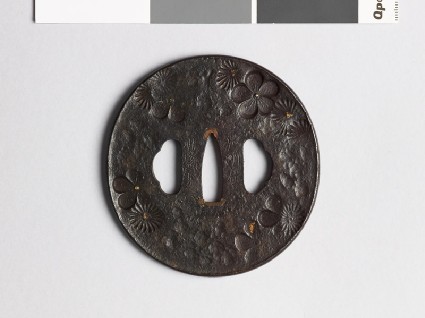 Tsuba with chrysanthemum and plum blossomsfront
