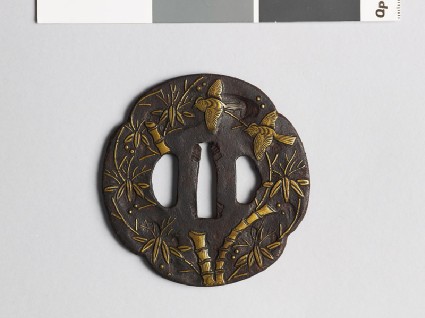 Mokkō-shaped tsuba with bamboo and birdsfront