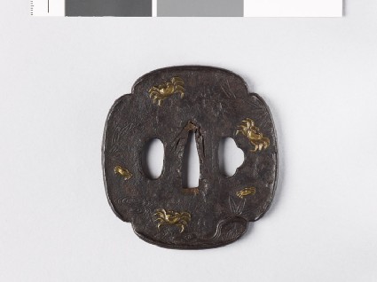 Mokkō-shaped tsuba with rocks and bamboo-grassfront