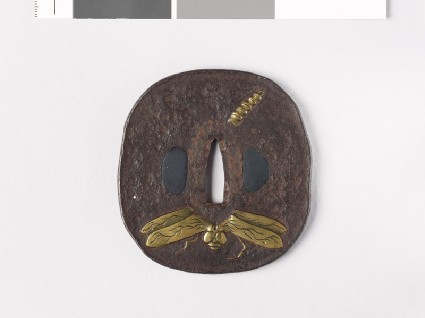 Tsuba with dragonfly and butterflyfront