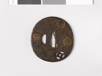 Tsuba with asanoha, or stylized hemp leavesfront