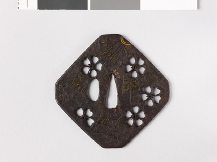 Tsuba with cherry blossoms and a cobwebfront