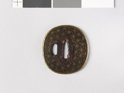 Tsuba with asanoha, or stylized hemp leavesfront