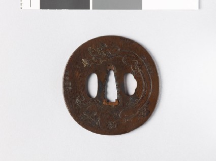 Tsuba with a dragon amid cloudsfront