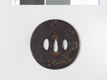 Tsuba with two flying egretsfront