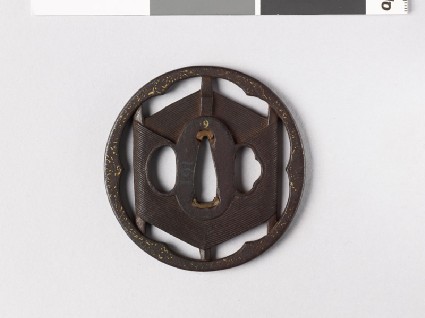 Tsuba formed as a skein of silk on an open framefront