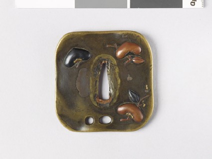 Tsuba with persimmons and bottle-gourd vinefront