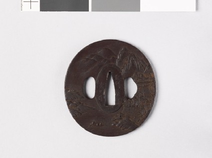 Tsuba with Chinese-style landscapesfront