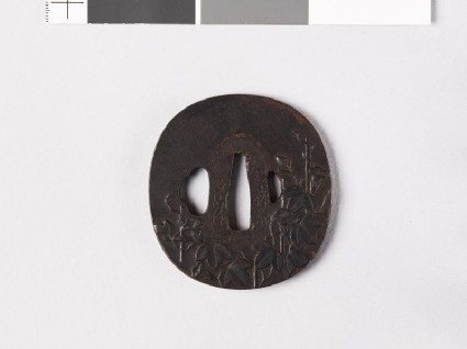 Tsuba with morning glory on a bamboo frameworkfront
