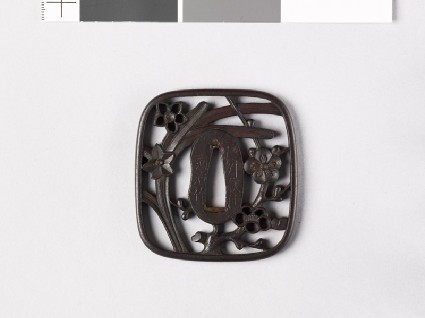 Tsuba with plum blossom and narcissus flowersfront