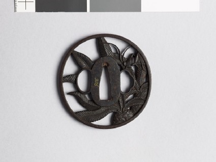 Tsuba with palm leaves and a locustfront