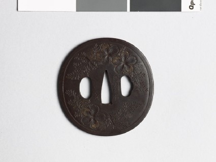 Tsuba with leaves and cherry blossomsfront