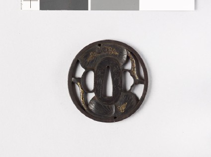 Tsuba with two aoi, or hollyhock leavesfront
