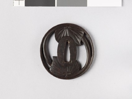 Tsuba in the form of two aoi, or hollyhock leavesfront