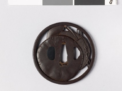 Round tsuba with two mushrooms and knotted grassfront
