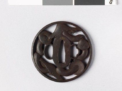 Round tsuba with five mushroomsfront