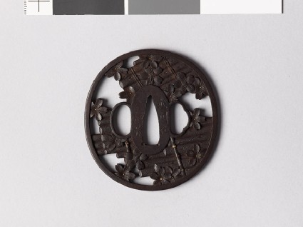 Tsuba with rafts and cherry blossomsfront