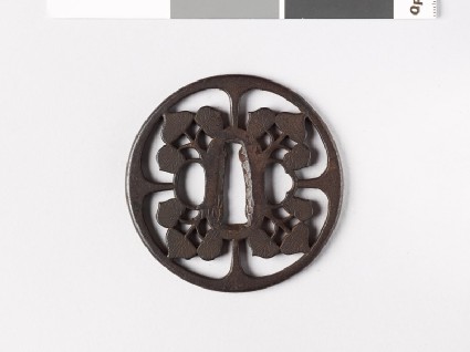 Round tsuba with aoi, or hollyhock leavesfront