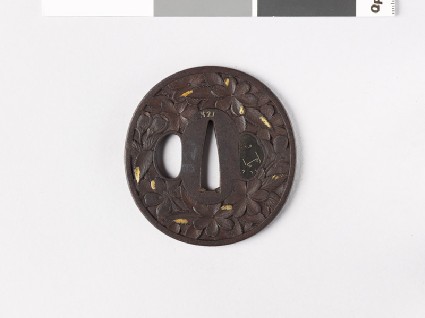 Tsuba with cherry blossoms and maple leavesfront
