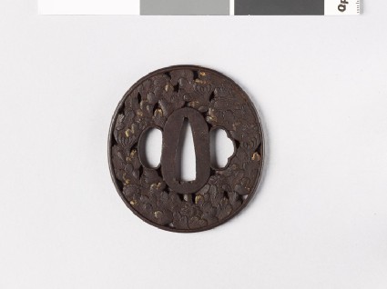 Tsuba with chrysanthemum plantsfront