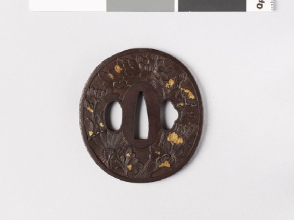 Tsuba with chrysanthemum plantfront