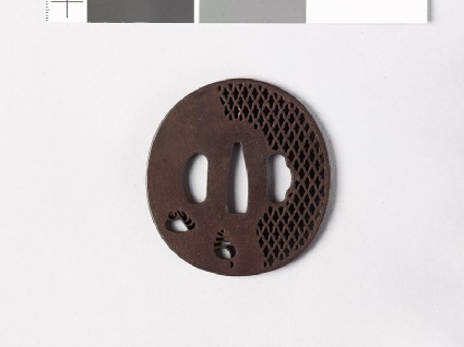 Tsuba with shells and ajiro, or netting patternfront