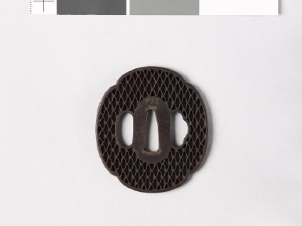 Mokkō-shaped tsuba with ajiro, or netting patternfront