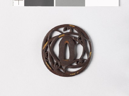 Tsuba with orchids and dewdropsfront