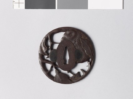 Tsuba in the form of a citron with leaves and stemfront