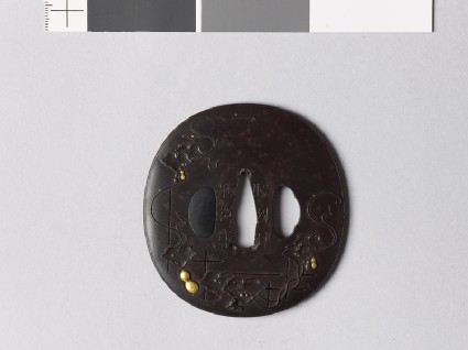 Lenticular tsuba with gourds on a vinefront