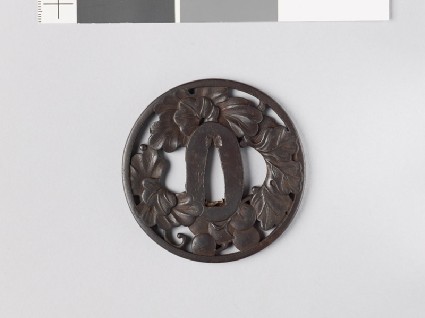 Tsuba with grape vine and dewdropsfront