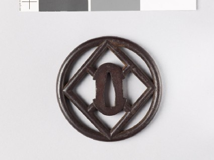 Tsuba with round border containing a lozengefront