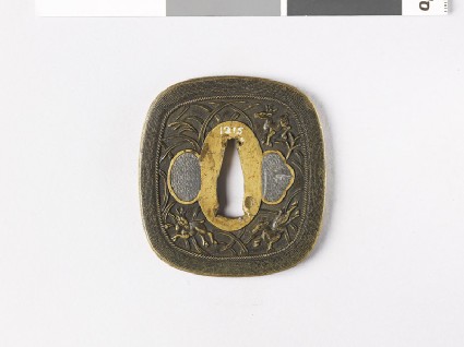 Tsuba with deer among reed plantsfront