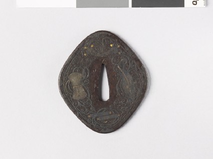Tsuba with Indian lotuses and four of the Precious Objectsfront
